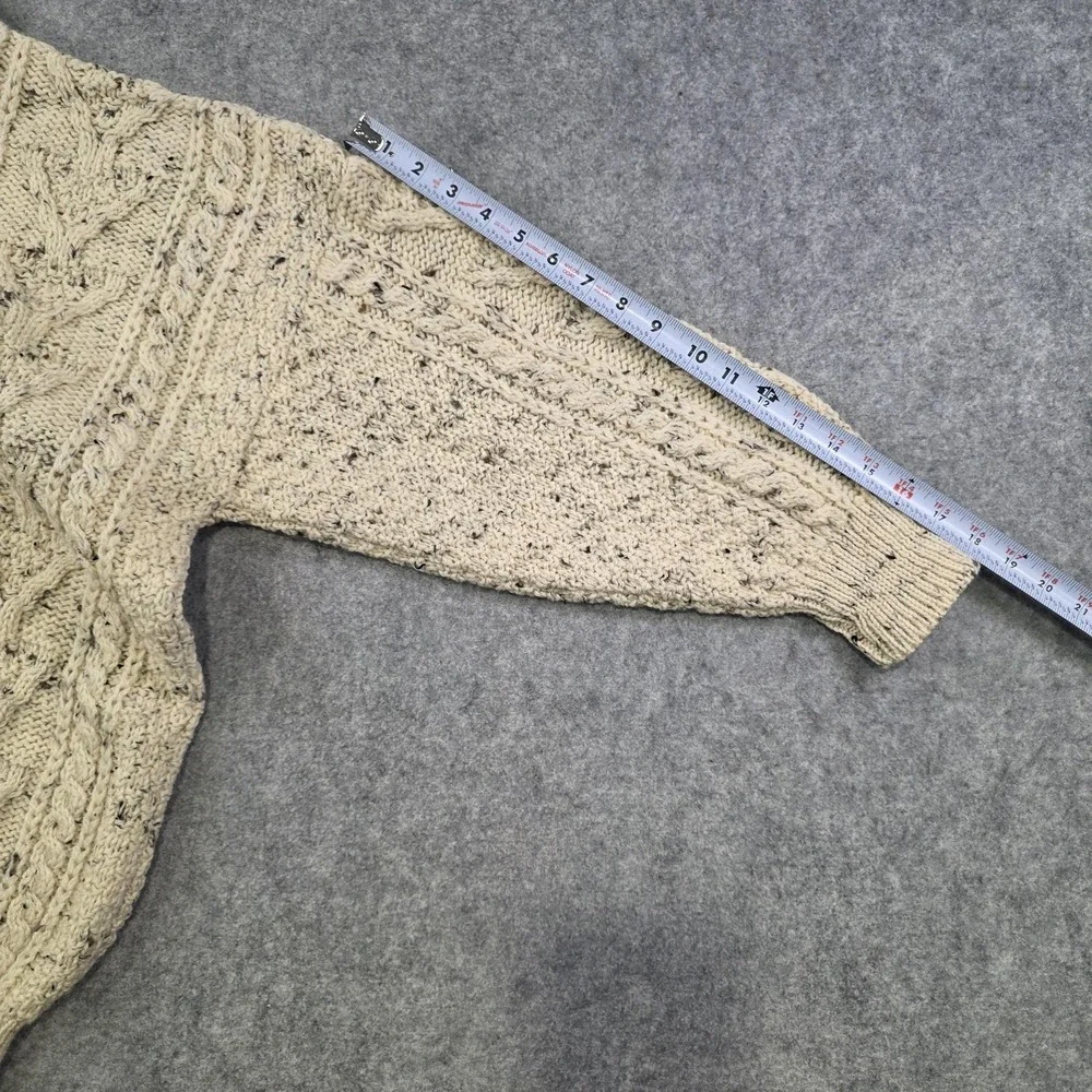 Brambles Sweater Mens Large White Wool Cable Knit Crewneck Pullover Heavyweight